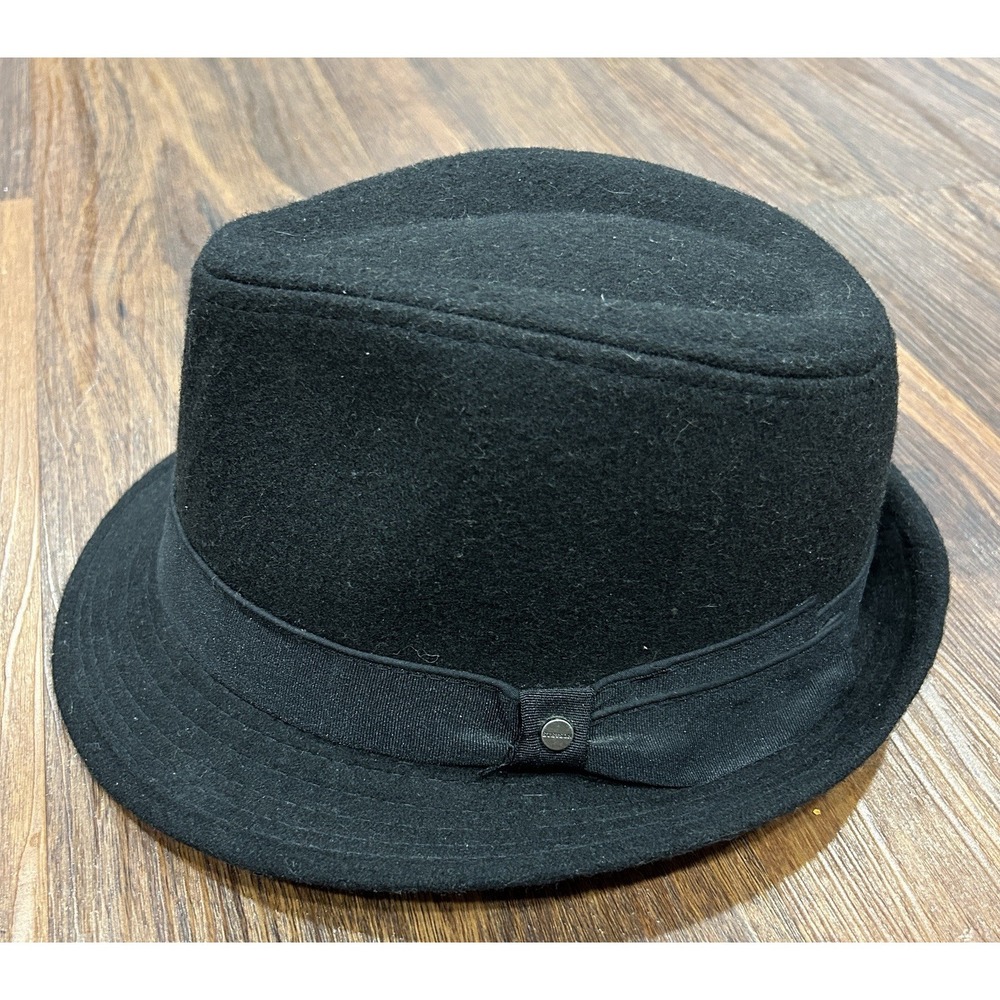 Vintage STETSON Fedora Mens L XL Wool Hat Pinstripe Cap Classic Retro BLACK Pap